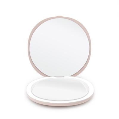 China 2022 Wholesale Modern Mini Double Side LED Easy Carry Around Mini Portable Cute Foldable Hand Travel Outdoor Makeup Mirror for sale