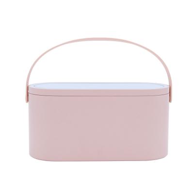 China Modern Cosmetics Storage Beauty Vanity Kit Box Mirror LED Light Portable Makeup Mirror for Woman Sauce Case Powder Box for sale