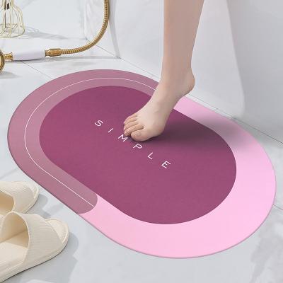 China Sustainable Water Absorbent Bathroom Cover Set Rubber Door Mats Diatom Mud Floor Mat Kitchen Carpet Anti Slip Diatomite Bath Mat for sale