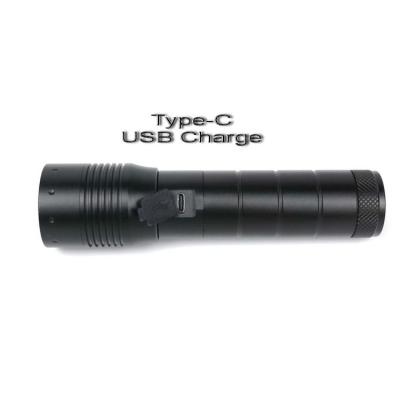 China Outdoor Emergency Camping 750 Lumen LED Zoom Focus Type-C USB Rechargeable Flashlight with 5 Modes High, Medium, Low, Strobe, SOS for sale