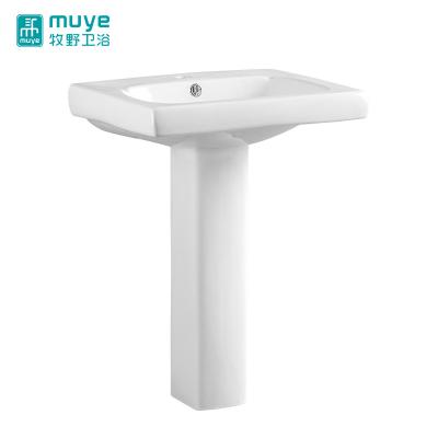 China Modern Stylish Desgin Bathroom Vanity Lavabo Sleek Square Shape Ceramic Vertical Pedestal Sink for sale