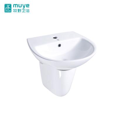 China New Style Eco-friendly Freestanding Ceramic Solid Outdoor Hand Wash Basin With Pedestal for sale