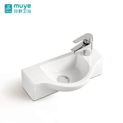 China New Product Europe Modern Bathroom Wall Hung Ceramic Sink Art Basin Small Corner Sink for sale