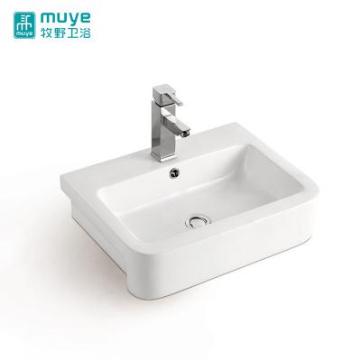 China Desgin Modern Western Toilet Wash Down Rectangular Shape Above Counter Mount Easy Cleaning Wash Basin for sale