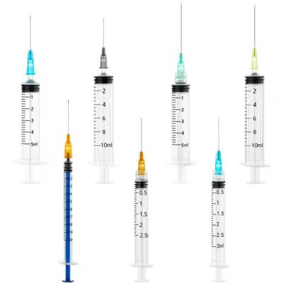 China Medisch verbruiksartikelen Spuiters Wegwerp Plastic Spuit 2cc 3cc 5cc Spuit met luer slot luer slip Te koop