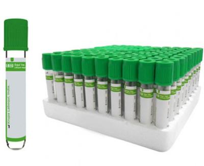 China 100Ppcs/box 5ml Heparin Tube Serum Blood Collection Tube Green Cap Grass / PET Material for sale