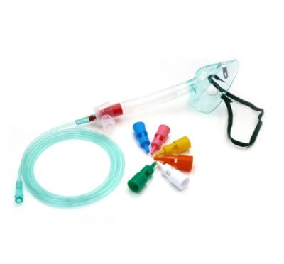 China Oxygen Adjustable Venturi Mask With 6PCS Colored Venturi Connectors For Adult for sale