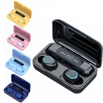 China Colorful Waterproof BT 5.0 In-ear Earphone F9-9 Long Wireless Portable Backup Earphone F9-9 Tws Earphone With Charging Case for sale