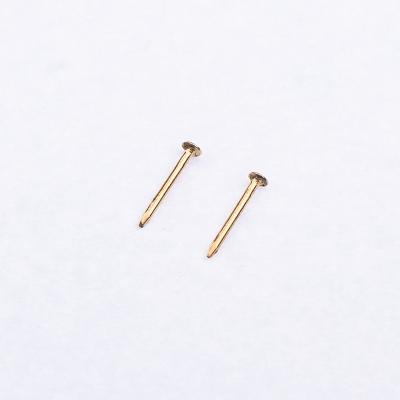 China Flat Furniture Hinge Copper Nails Gold Brass Nails For Music Drum Picture Frame Flat Head Copper Nails for sale