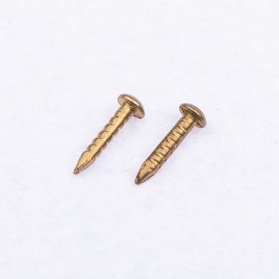 China Round 2021 hot spun head 1.5*10mm copper nail use for musical drums photo frame props brass nail for sale