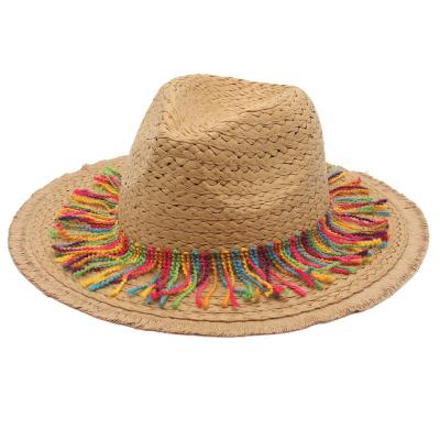 China Fairy Beach Sir Woven Straw Hat Dance Performance Hat Tassels Border Sun Shading Tea Plucking Hat for sale