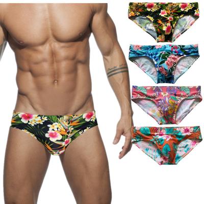 China Breathable Men's Rug Summer Beach Wear-Resistant Built-in Cover Fashion Sexy Printed Floral Briefs for sale