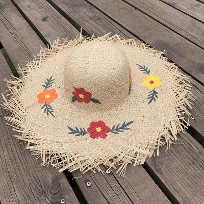 China Beach Lafite Grass Beach Hat Fashion Female Rural Wind Brim Hat Summer Sun Hat Large for sale