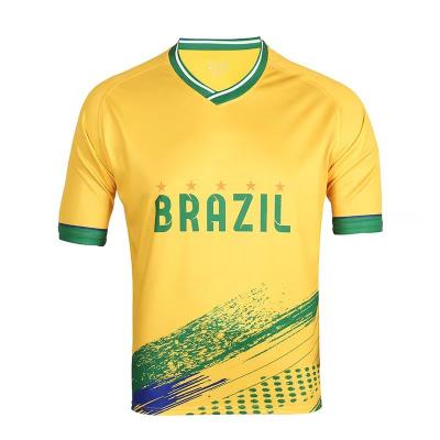 China Brazil 'S Logo Football Soccer Wear Men's Custom Free Sample Design Comfortable Breathable Quick Dry Sports Soccer Wear T-Shirt for sale