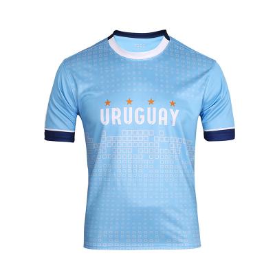 China Wholesale Custom LOGO Uruguay Design Polyester Soccer Tank Top T-Shirt Football Uniforms Free Sample Comfortable Breathable Quick Dry for sale