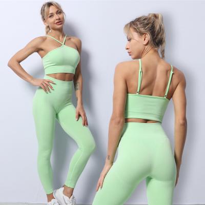 China Multicolor Spandex Fitness Yoga Women Viable High Quality Nylon Anti-UV Wear 2 Pieces Fits Yoga Set for sale