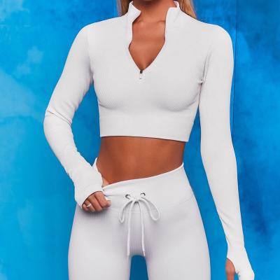 China QUICK DRY Fitness Suit Yoga Set Sports Clothing Gym Long Sleeve Crop Top Sports Wear For Women Conjuntos Deportivos De Mujer 2021 for sale