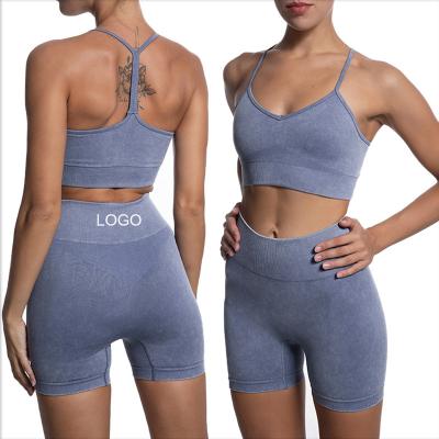 China QUICK DRY Yoga Sportswear Suit Activewear Women Fitness Clothing Seamless Top Tracksuit 2 Piece Yoga Shorts Sports Sets for sale