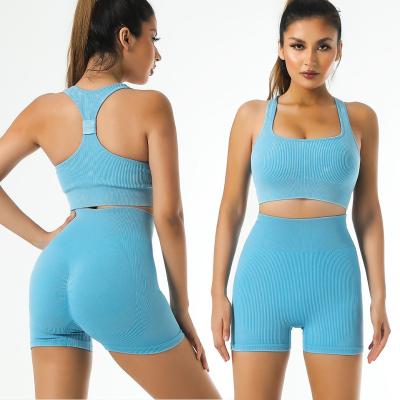 China Wholesale Custom Breathable Yoga Suit Seamless Sports Wear Stretchy Sports Bra And Gaiters Set High Waist 5 Piece Zipper Yoga Set for sale