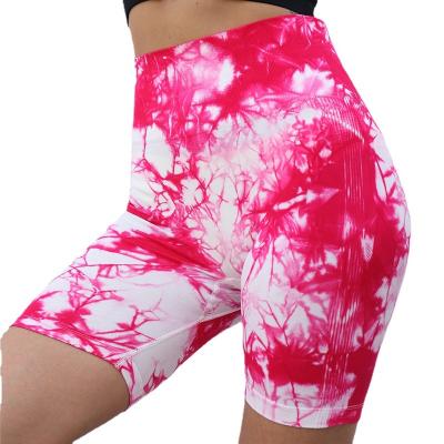 China QUICK DRY Wholesale Women's Fitness Wear Shorts Seamless Scrunched Active Tie Dye Sports Fitness Yoga Training Shorts for sale