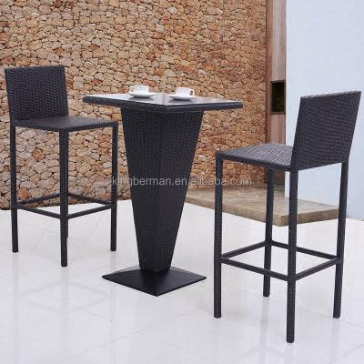 China Modern Outdoor Patio Furniture Rattan Patio Bar Set High Tables And Bar Stools for sale