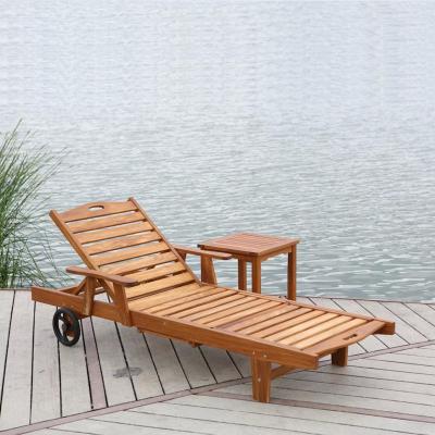 China Modern Outdoor Solid Wood Wooden Loungers Chaise Lounge Furniture Sun Chair for sale