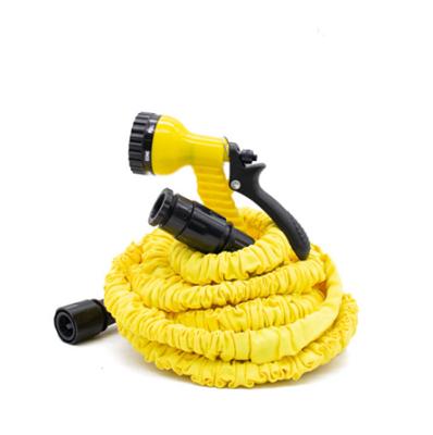 China Adjustable Yellow Expandable Magic Hose and Stretch Garden Water Consumable Hose with Sprinkler Hose Nozzle for sale