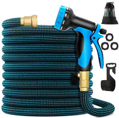 China 50FT adjustable two color expandable garden hose with 10 function spray nozzle and heavy duty 3750D fabric for sale