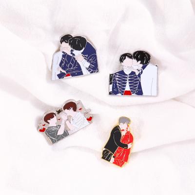 China Korea Wholesale KPOP Bangtan Boys Pin Vkook Taekook Enamel Pin Brooch Lapel Pins Metal Badge Brooches for sale