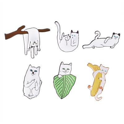 China American Hot Sale Personality Enamel Pin Soft Cute Creative Cat Metal Opens Brooches Badge Pin Wholesale for sale