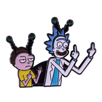 China Japan Cute Rick and Morty Europe Cartoon Brooch Central Institute of Statistics Fashion Personality Couples Metal Badge Pin for sale