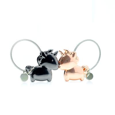 China Gift/souvenir/promotion/decoration couple cute key chain with magnet car unicorn keychains metal gift creative key chain for sale