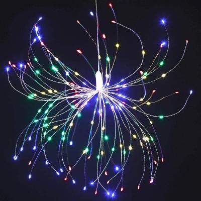 China Waterproof Solar Garden 120 LED Copper Wire Garden Fireworks Lamp With Remote Outdoor Solar Garden Lights for sale