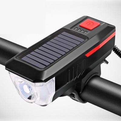 China Outdoor Activities Bike Light 3 Modes USB Rechargeable Solar Powered Bike Headlight For Cycling Riding Safety Warning LED Rear Tail Light for sale