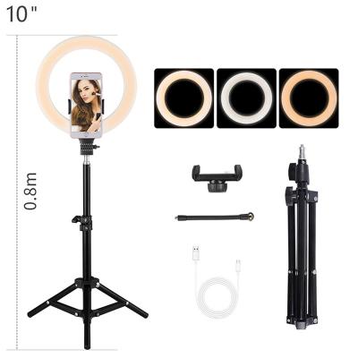 China Hot Sale Color Adjustable Tempurate for Video Recording Zoom Meeting with Stand, Led Ring Light with Phone Stand 10inch Selfie Ring Light for sale