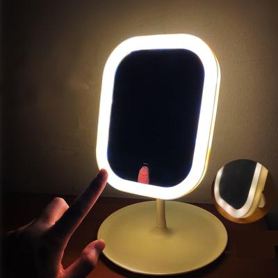 China Lighted makeup mirror with 3 different color lighting and tray for organization, USB ChargingTouch controlled screen 90 degree rotation for sale