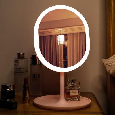 China High Definition Lighted Portable Cosmetic Lighted Makeup Mirror With Color USB Charging And 3 Clear Prints for sale