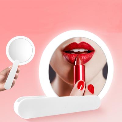 China USB Lighted Charging LED Lights Portable 360 ​​Degree Rotation Handheld Light Cosmetic Makeup Mirror for sale