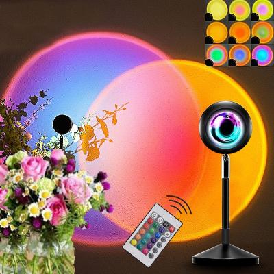 China Contemporary 360 Degree Remote Control Adjustable Brightness Rainbow Sunset Lamp Projection LED Night Light for sale