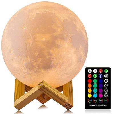 China Contemporary Moon Lamp LED Night Light 3D Printing Moon Light with Touch Control Stand and USB Rechargeable, Moon Light Lamps for Gifts for sale