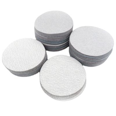 China 4 Inch Round White Sand Paper Automotive Aluminum Oxide High Efficiency Sandpaper Sandpaper Disc Round Sanding Disc for sale