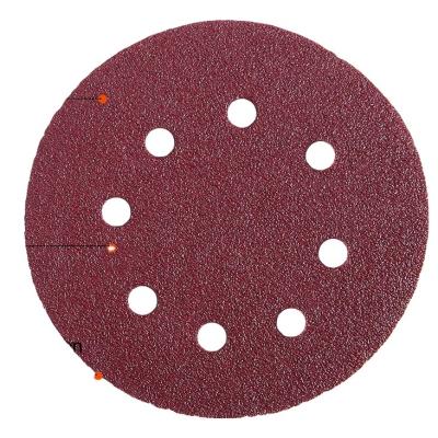 China Automatic Aluminum Oxide 8 Holes Sand Paper 125mm Alumina Sand Paper Abrasive Sanding Paper for Wood and Metal Polishing for sale