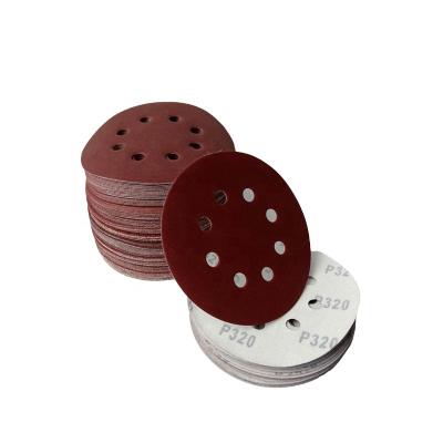 China High Efficiency Chinese Manufacturer Garnet Disc Sandpaper 5 Round Inch 125mm With 8 Holes Sand Paper Abrasive for sale