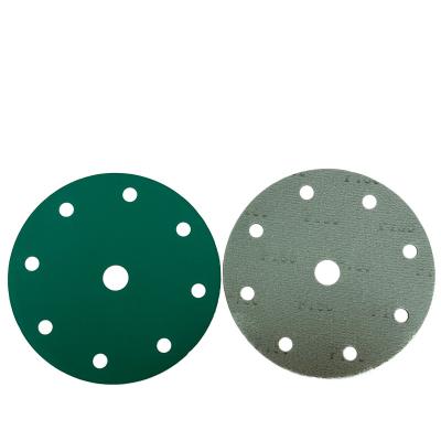 China High Efficiency Green Film 9holes 120#-400# Abrasive Disc for sale