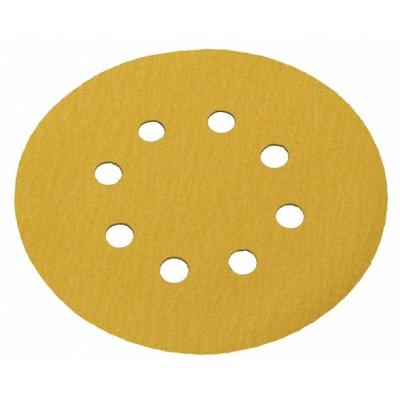 China Automotive Polishing Good Quality 5 Inch 8 Holes Around Gold Sandpaper, P40-P600 Hook And Loop Sanding Disc Grinding For Wood And Metal for sale