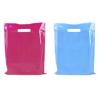 China Custom Shiny Retail Stores Gift Bags Handle Die Cut Plastic Bag Shopping Bag For Retail for sale