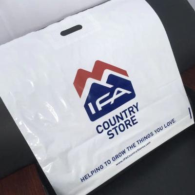 China Wholesale Recyclable Cheap Heavy Duty Custom Logo Design LDPE/HDP Die Cut Plastic Handle Shopping Bags for sale