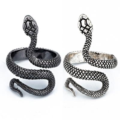 China New exaggerated tide by retro fashion personality ring spirit snake unisex ring rattlesnake for sale