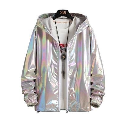 China 2021 Viable Autumn Winter Colorful Reflective Men's Ice Silk Ultra-thin Couples Color Jacket Trend Gradient Thin Coat for sale