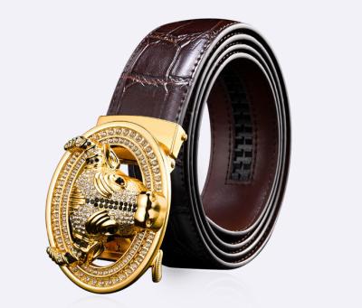 China Luxury Bull Brand Buckle Alloy Buckle Men's Rhinestone Belt Smart Business Belr Belts Genuine Leather Men for sale